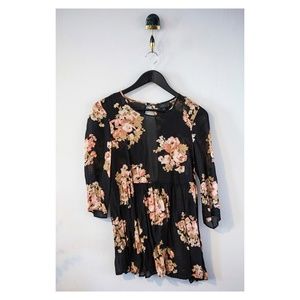 Topshop Sheer Floral Babydoll Tunic Dress